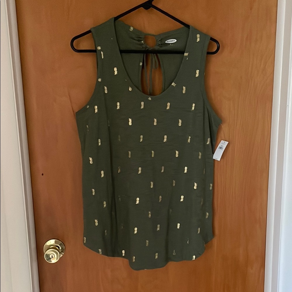 Old Navy Green Tie Front Sleeveless Tank Top